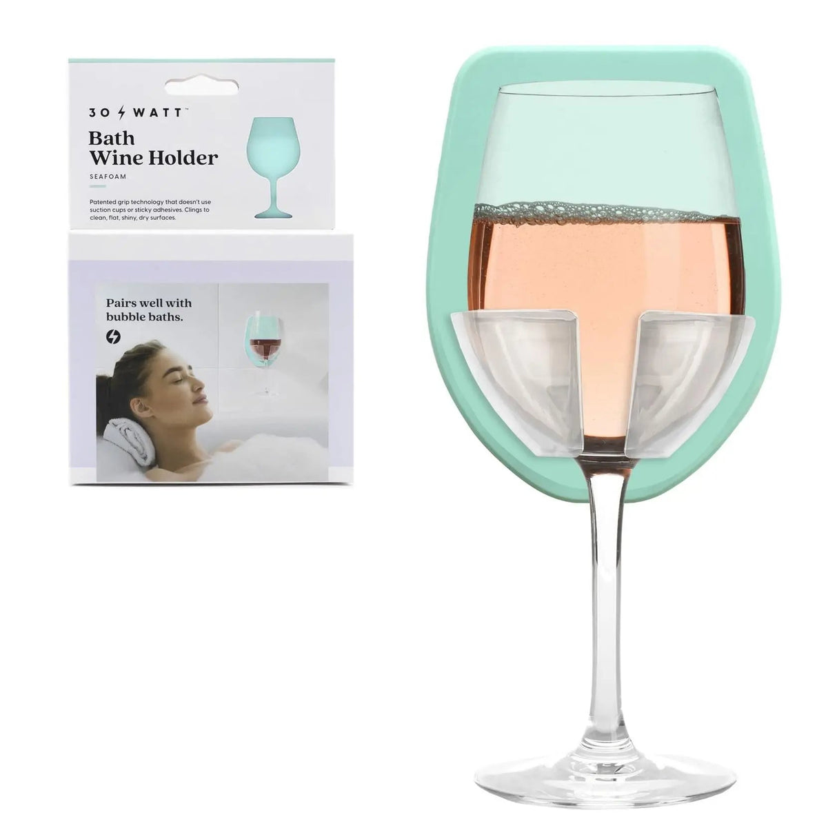 30 Watt Silicone Wine Glass Holder For Bath & Shower, Give The Gift Of An At Home Spa Bathtub Relaxation