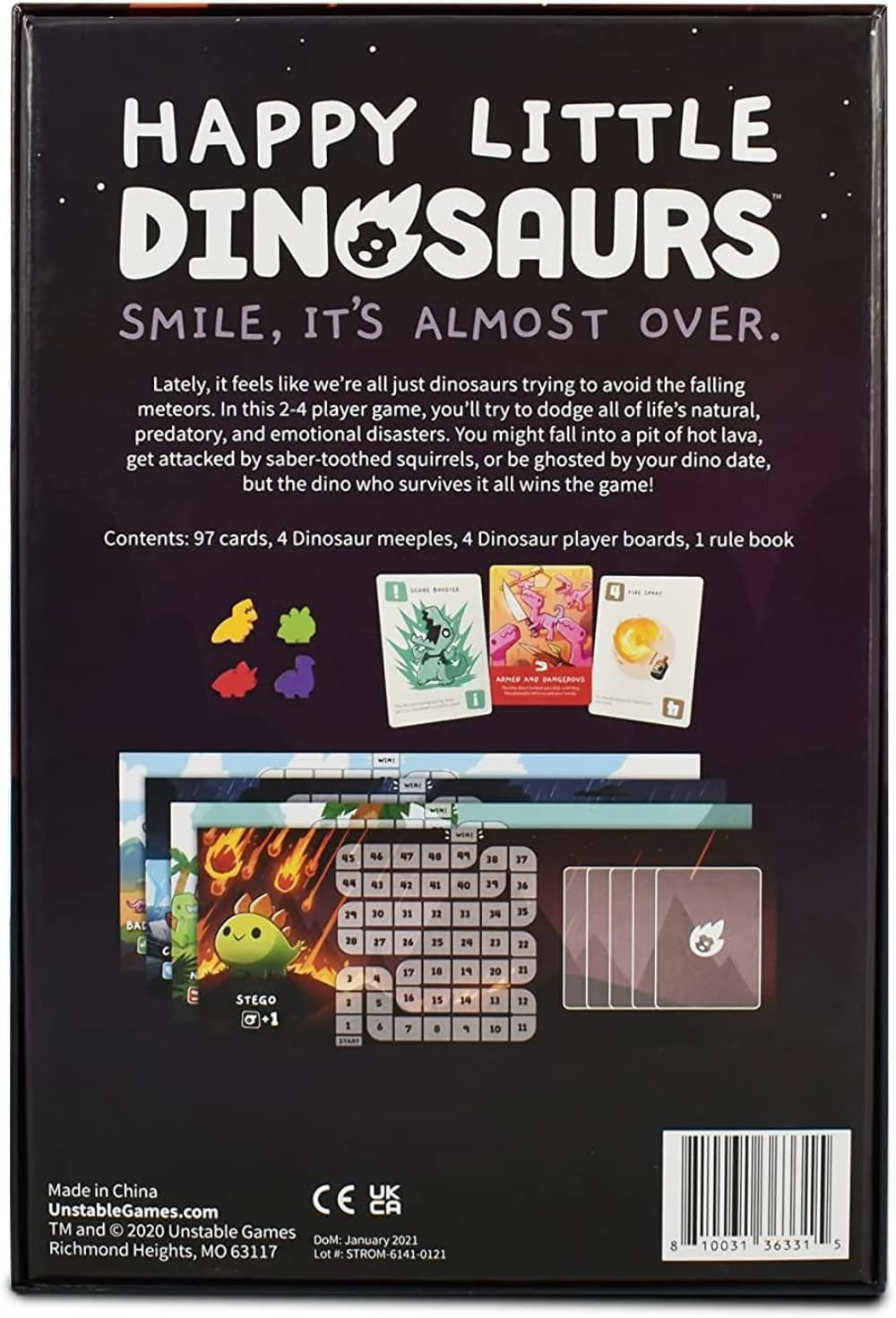 Unstable Games Happy Little Dinosaurs Board Game - open-box condition