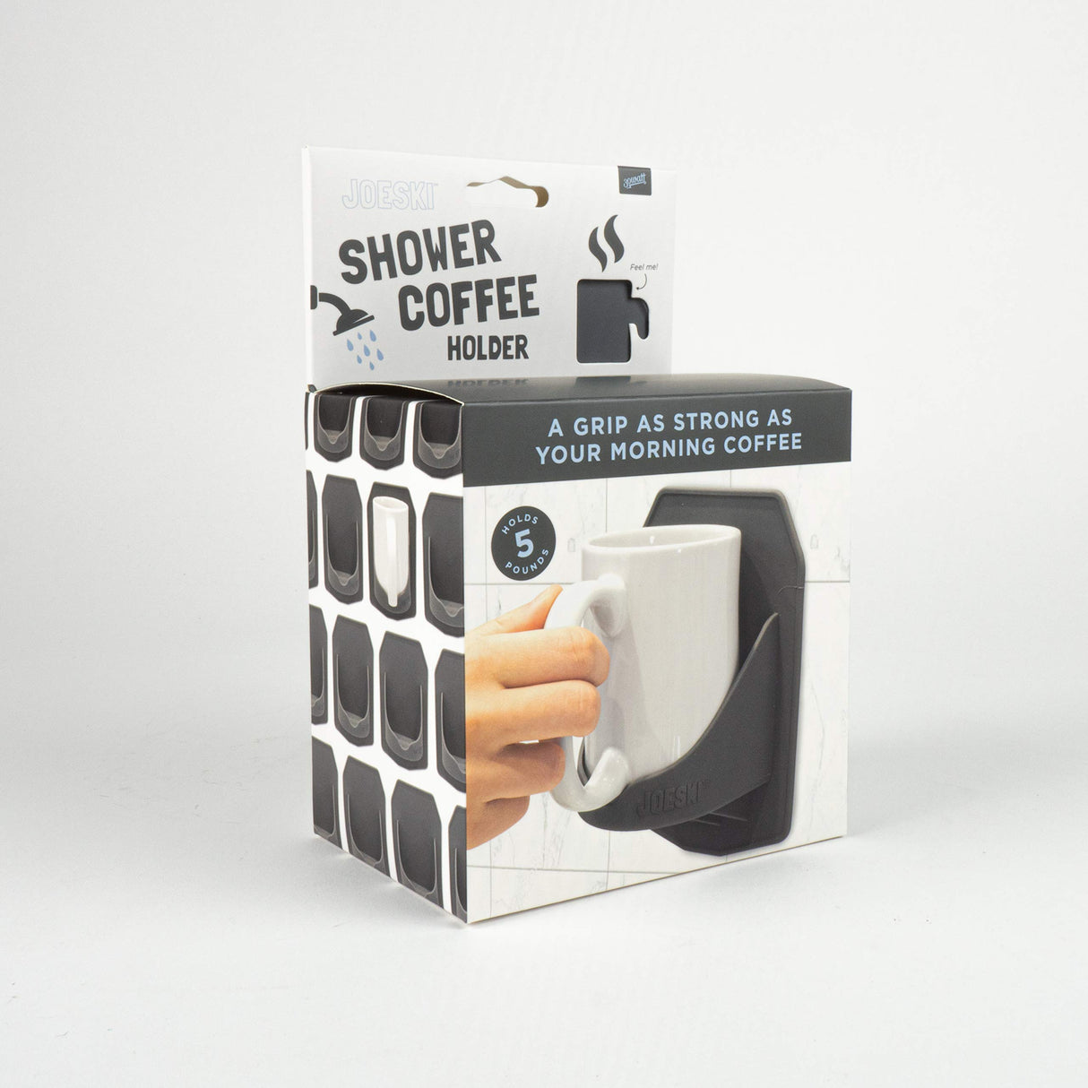 30 Watt JOESKI | Portable Shower Coffee Cup Holder | All Hot Beverages | Patented Silicone Grips Any Shiny Bath Surface