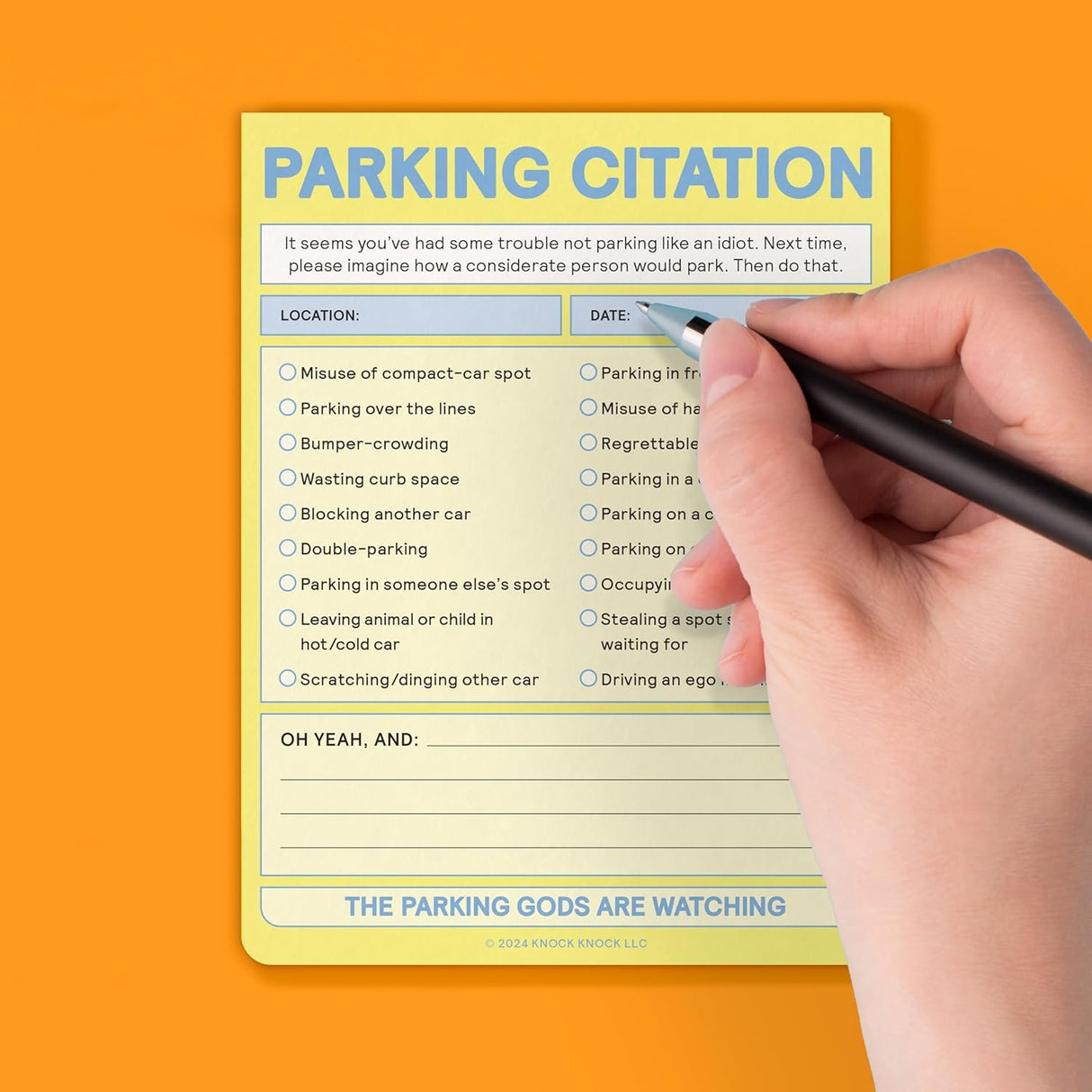 Knock Knock Parking Citation Nifty Note Pad: Fake Parking Ticket Pad