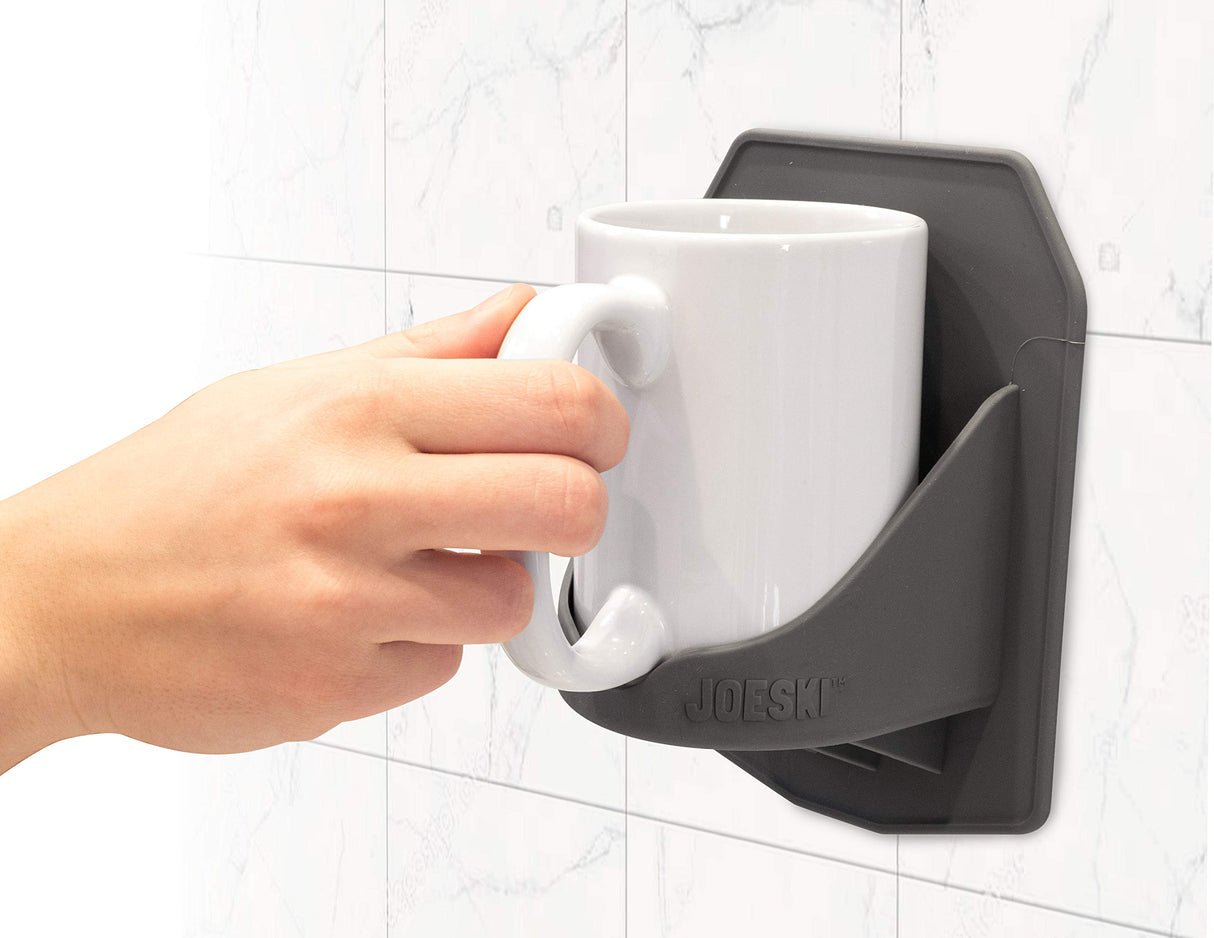 30 Watt JOESKI | Portable Shower Coffee Cup Holder | All Hot Beverages | Patented Silicone Grips Any Shiny Bath Surface