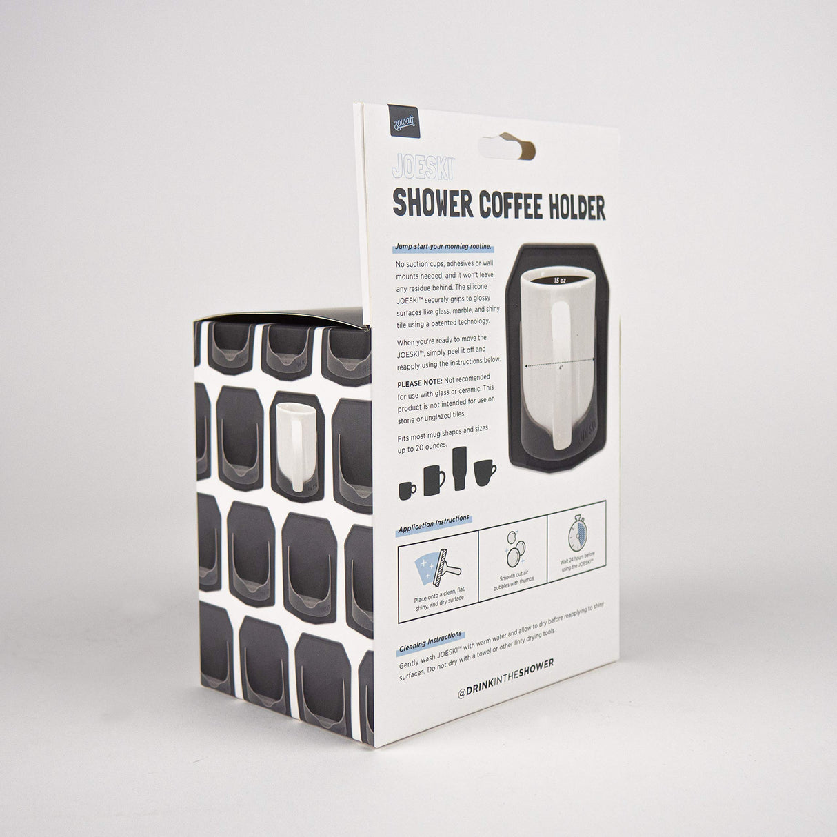 30 Watt JOESKI | Portable Shower Coffee Cup Holder | All Hot Beverages | Patented Silicone Grips Any Shiny Bath Surface