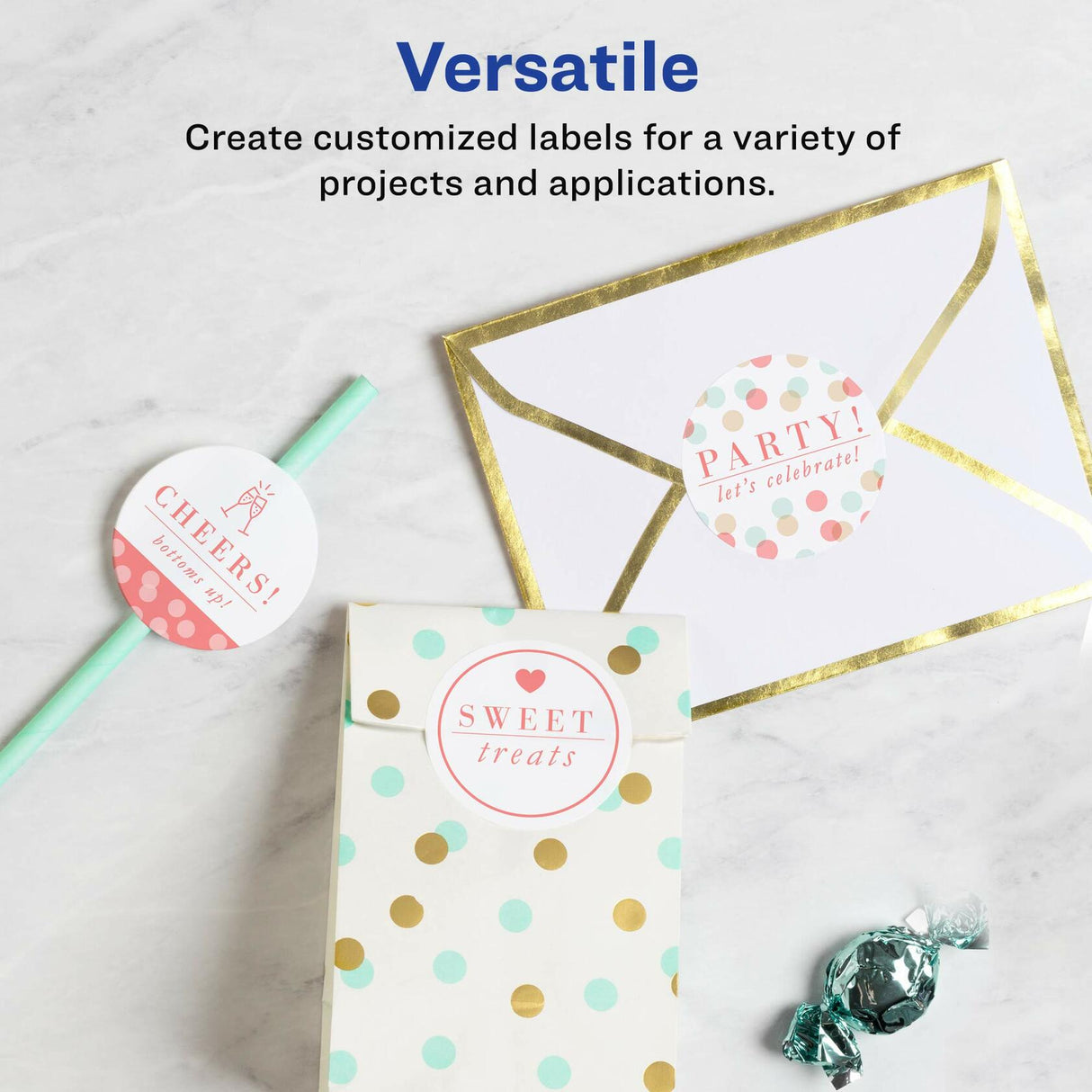 Avery Printable Round Labels - 2.5" Diameter, Glossy White, 90 Labels (22830)