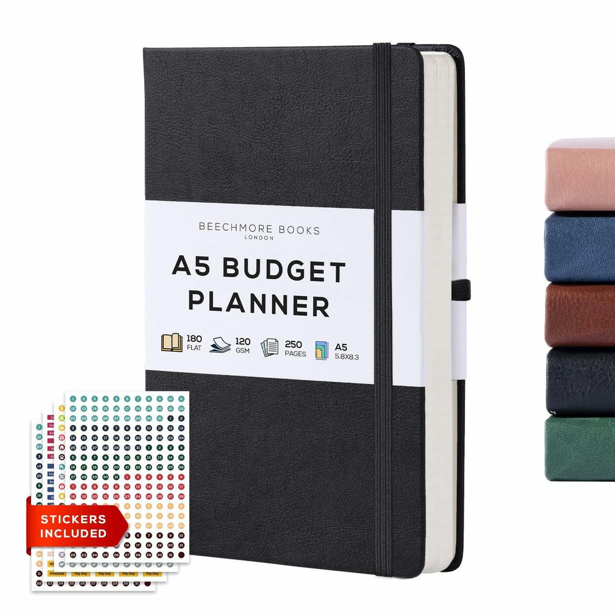 BEECHMORE BOOKS Budget Planner - Charcoal Black BEECHMORE BOOKS