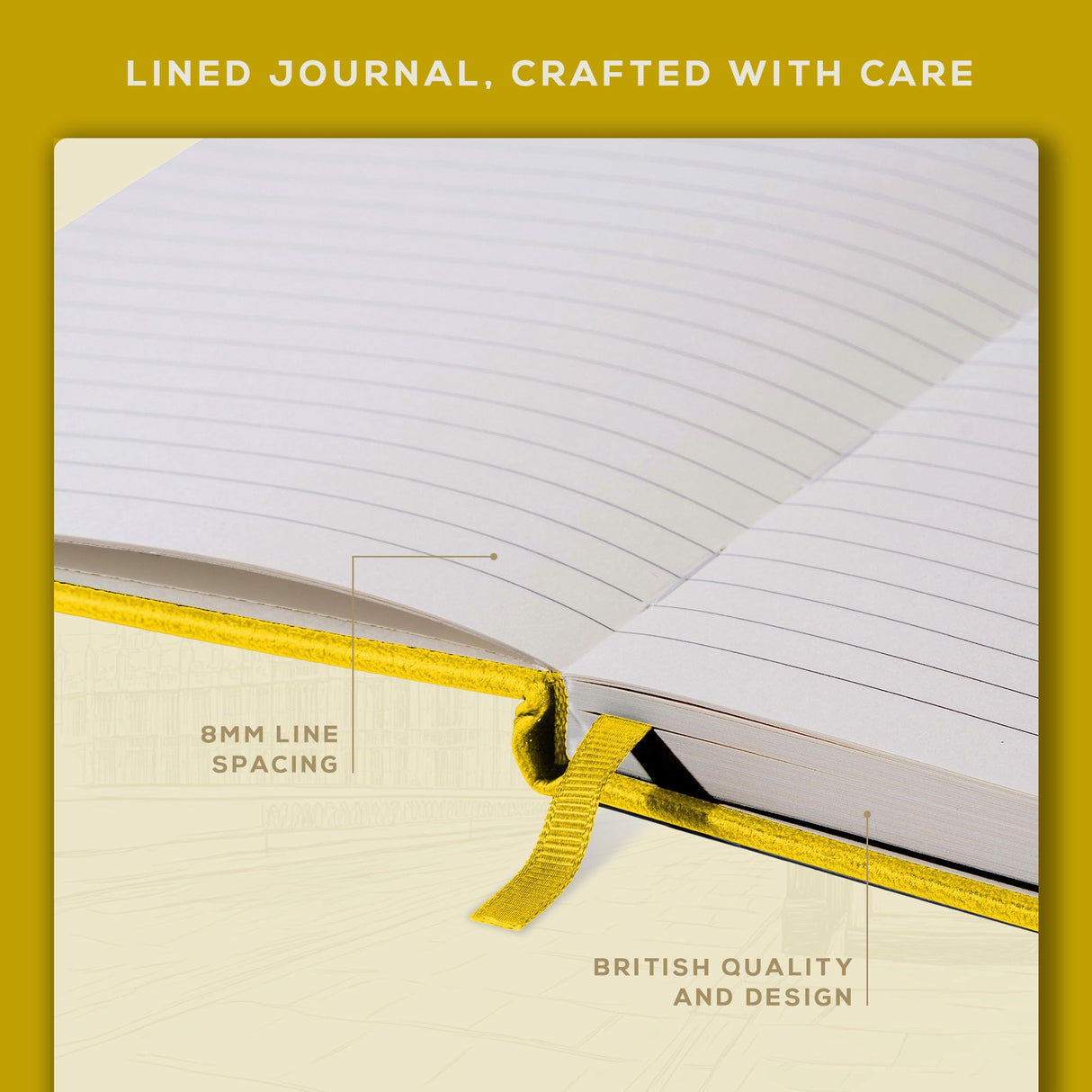 Beechmore Books Large Lined Leather Journal - 8.5 X 11.5 Inch - Yellow