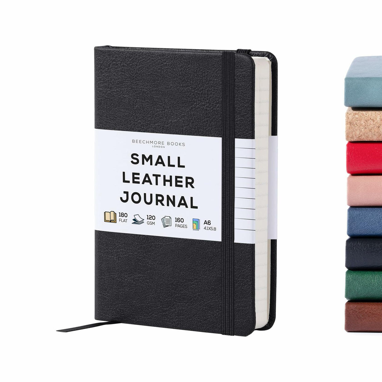 BEECHMORE BOOKS Lined Vegan Leather Journal Notebook - Charcoal Black BEECHMORE BOOKS