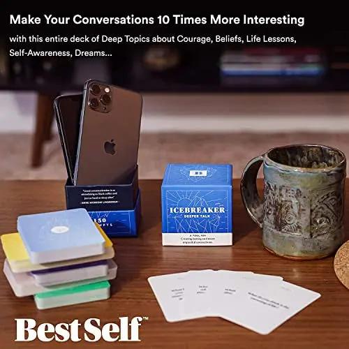 BestSelf Icebreaker Deeper Talk Deck - Conversation Starter Card Pack to Deepen Friendships