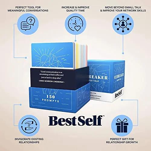BestSelf Icebreaker Deeper Talk Deck - Conversation Starter Card Pack to Deepen Friendships