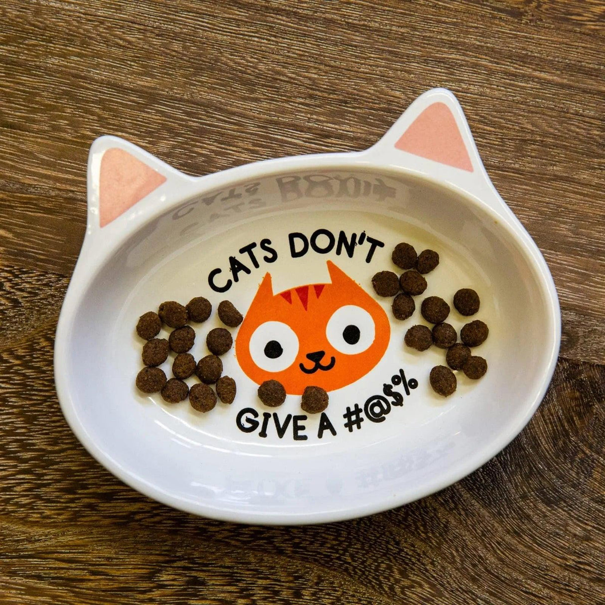 Bigmouth Inc. "Cats Don't Give A #@!!" Ceramic Cat Dish