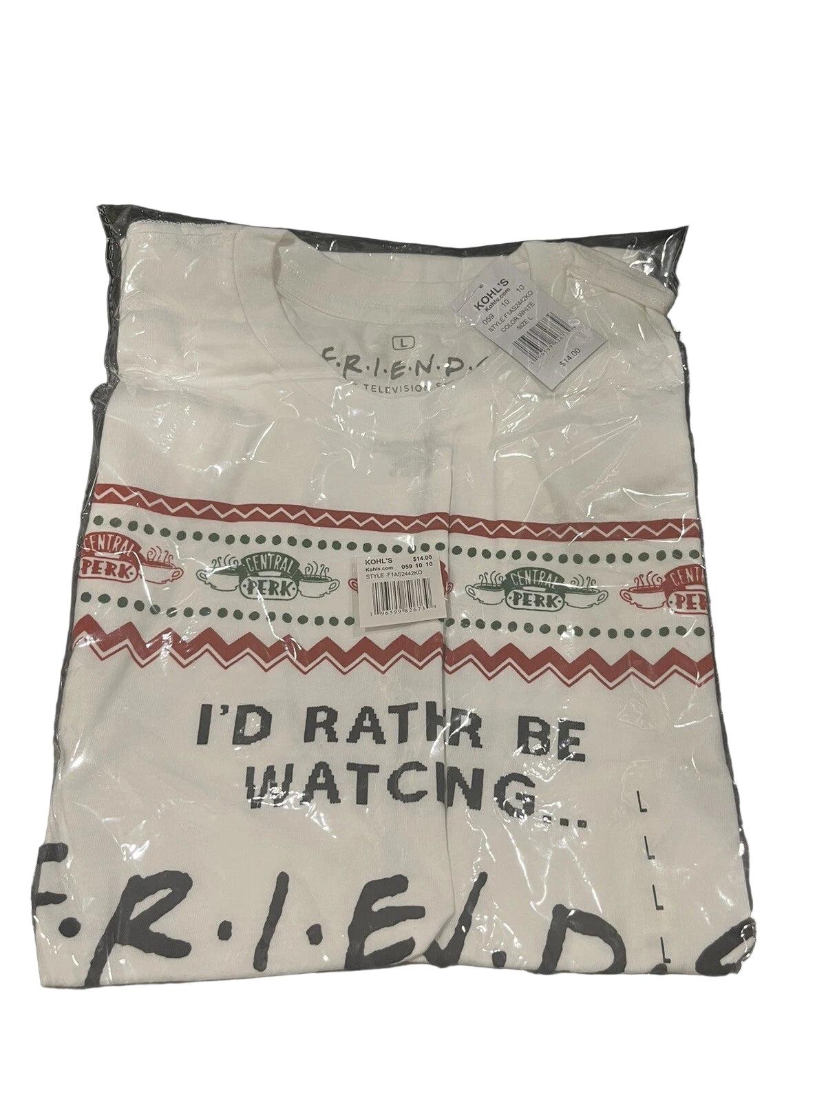 Christmas "I'd Rather Be Watching Friends" White Graphic T-Shirt