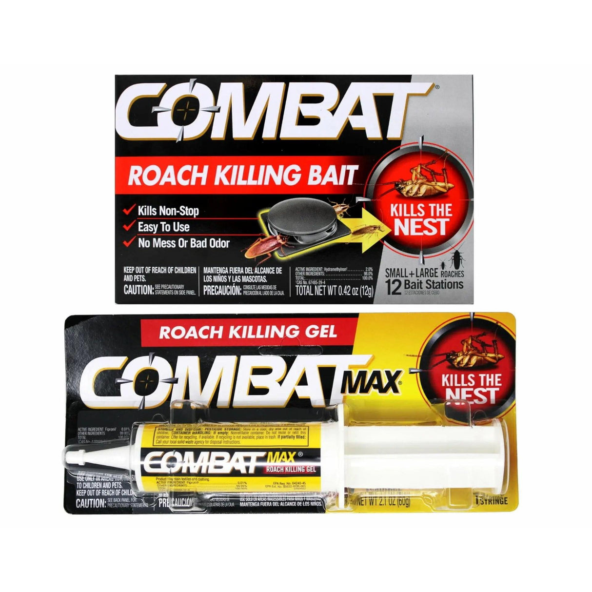 Combat Max Roach Killing Syringe & gel - 12ct 60g baits.