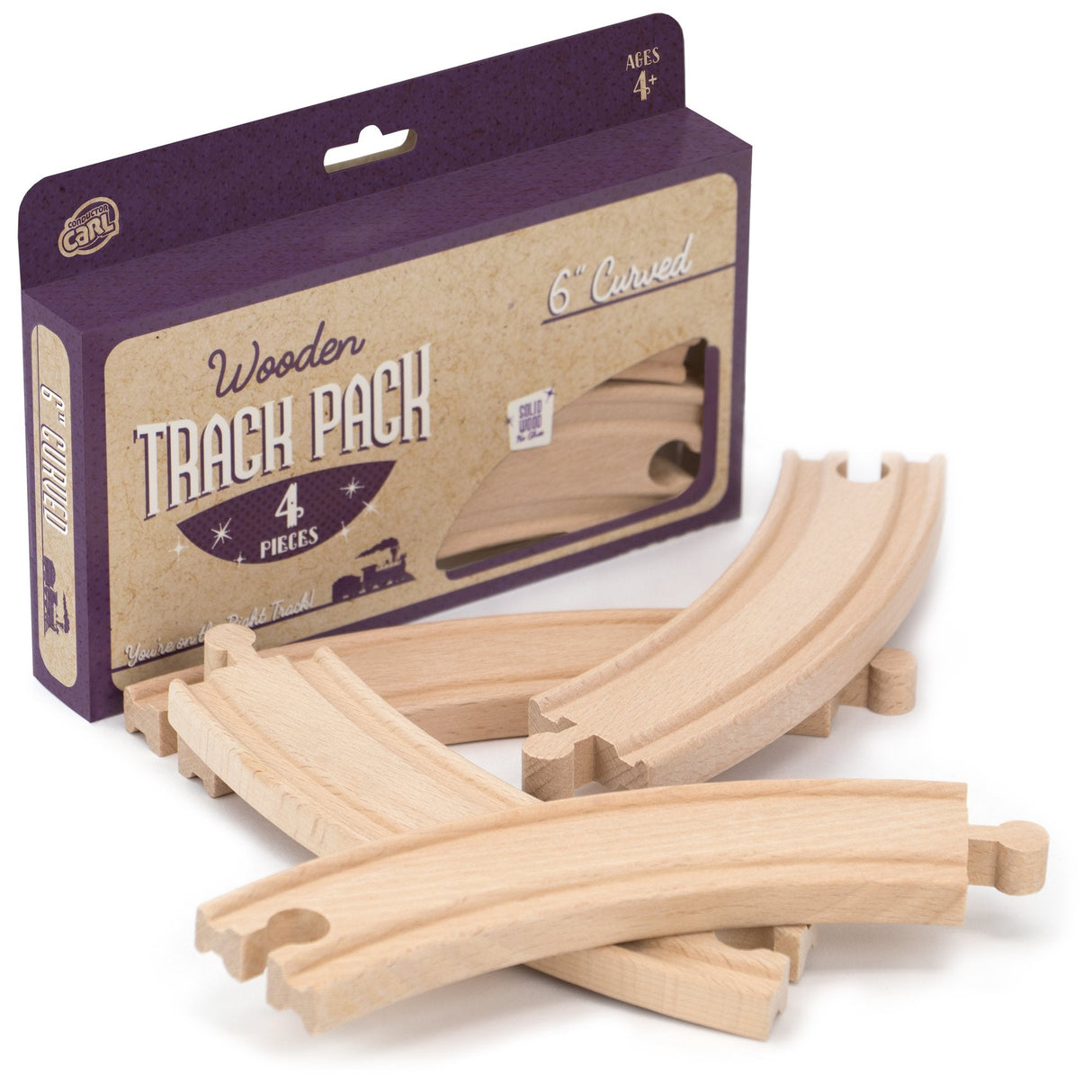Conductor Carl Wood 6" Curved Train Tracks (Pack of 4) Conductor Carl