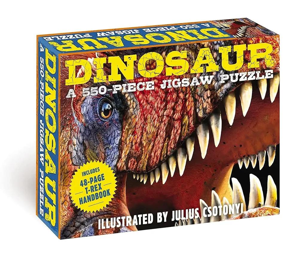Dinosaurs: 550-Piece Jigsaw Puzzle and Book: A 550-Piece Family Jigsaw Puzzle Featuring The T-Rex Handbook! (Discovering) by Thomas Nelson, Julius