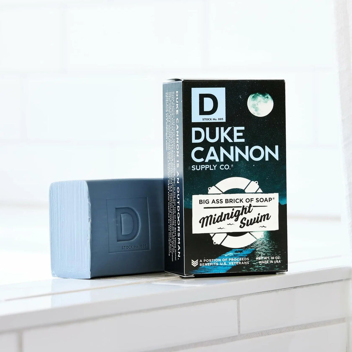 Duke Cannon Big Brick of Soap Midnight Swim - Refreshing Aquatic Scent with Green Top Notes, 10 oz Men's Soap Bar (Single Bar)