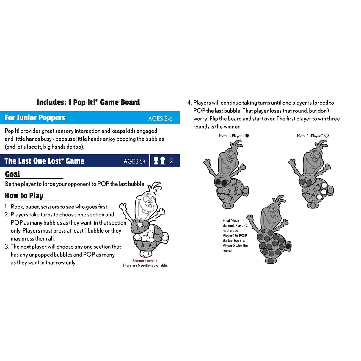 Gamewright Pop It! - Disney, Olaf