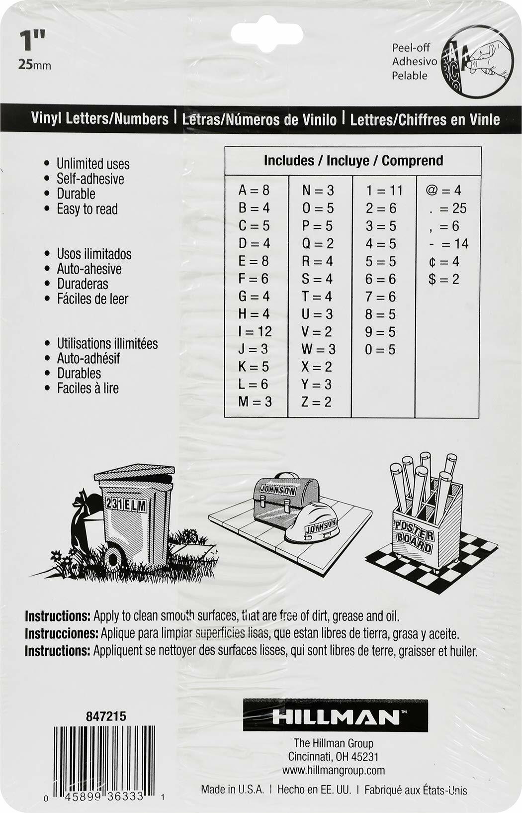Hillman 1-Inch Die-Cut Letters/Numbers Kit Hillman