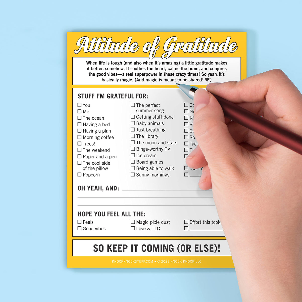 Knock Knock Attitude of Gratitude Nifty Note Pad Knock Knock