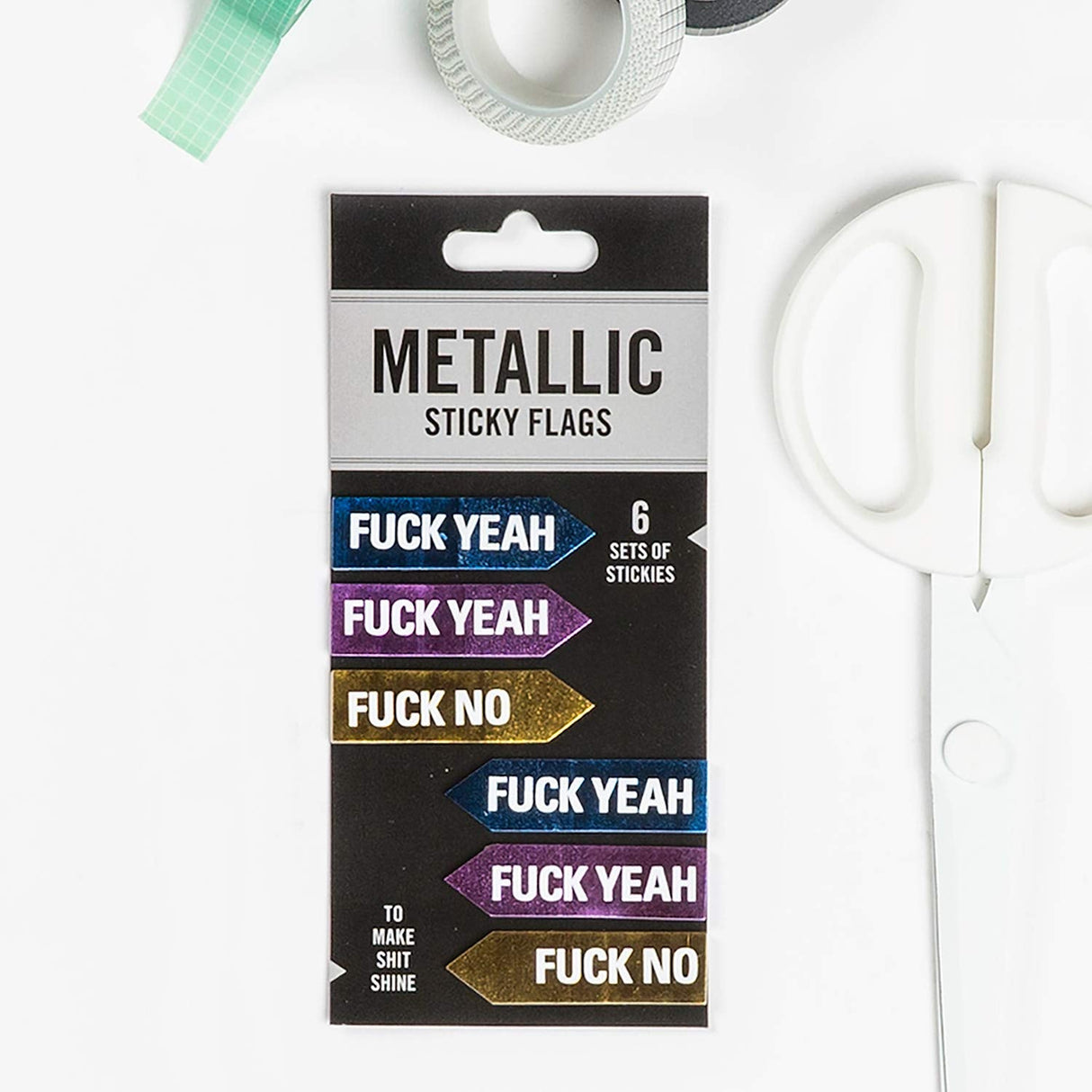 Knock Knock Fuck Yeah/Fuck No Metallic Sticky Flags
