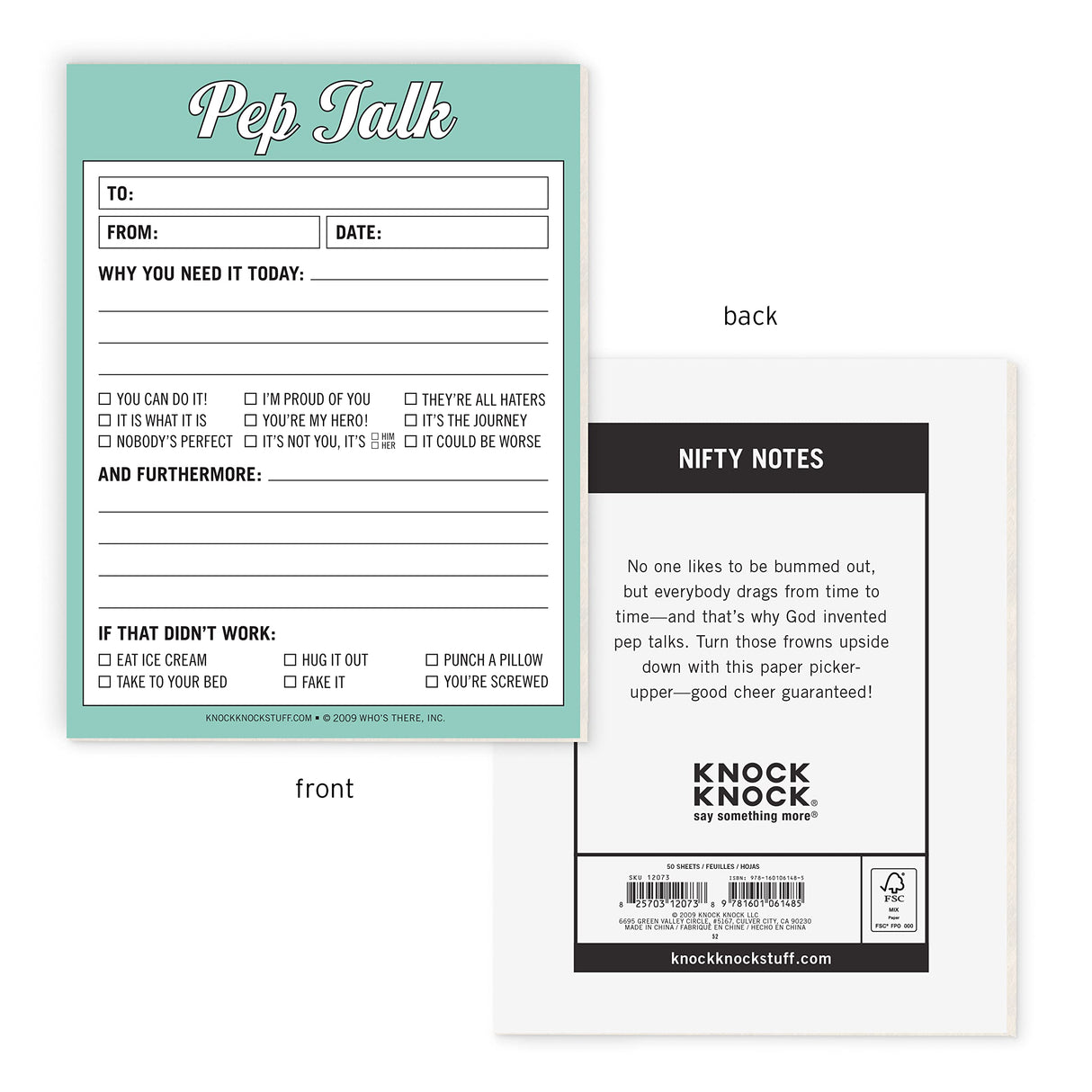 Knock Knock Pep Talk Nifty Note Pad