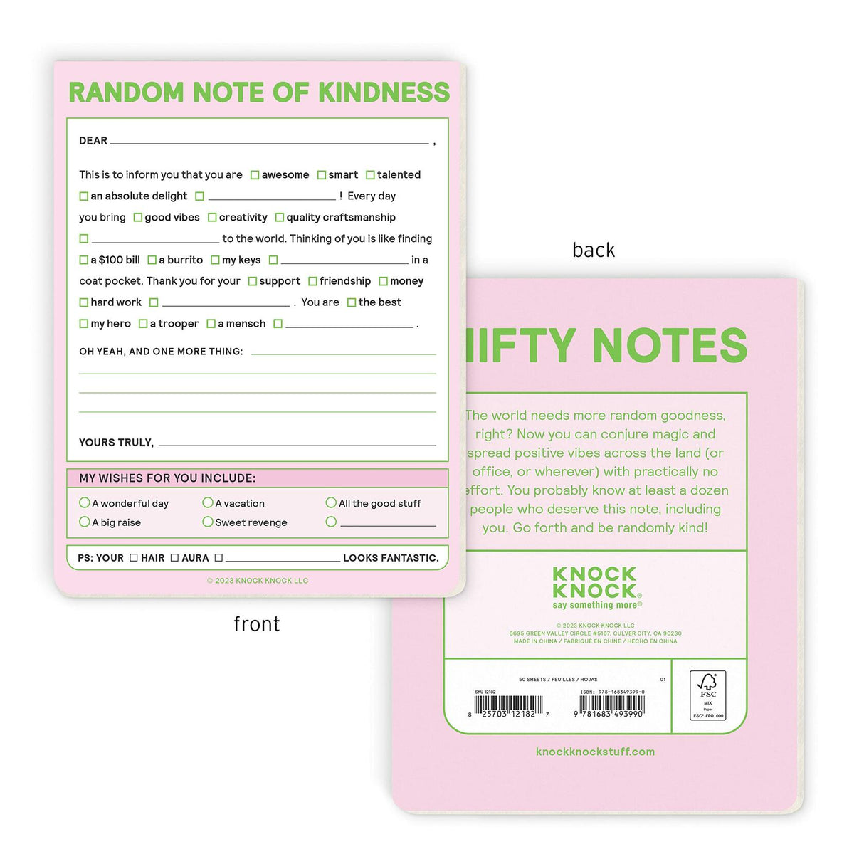 Knock Knock Random Note of Kindness Nifty Notes