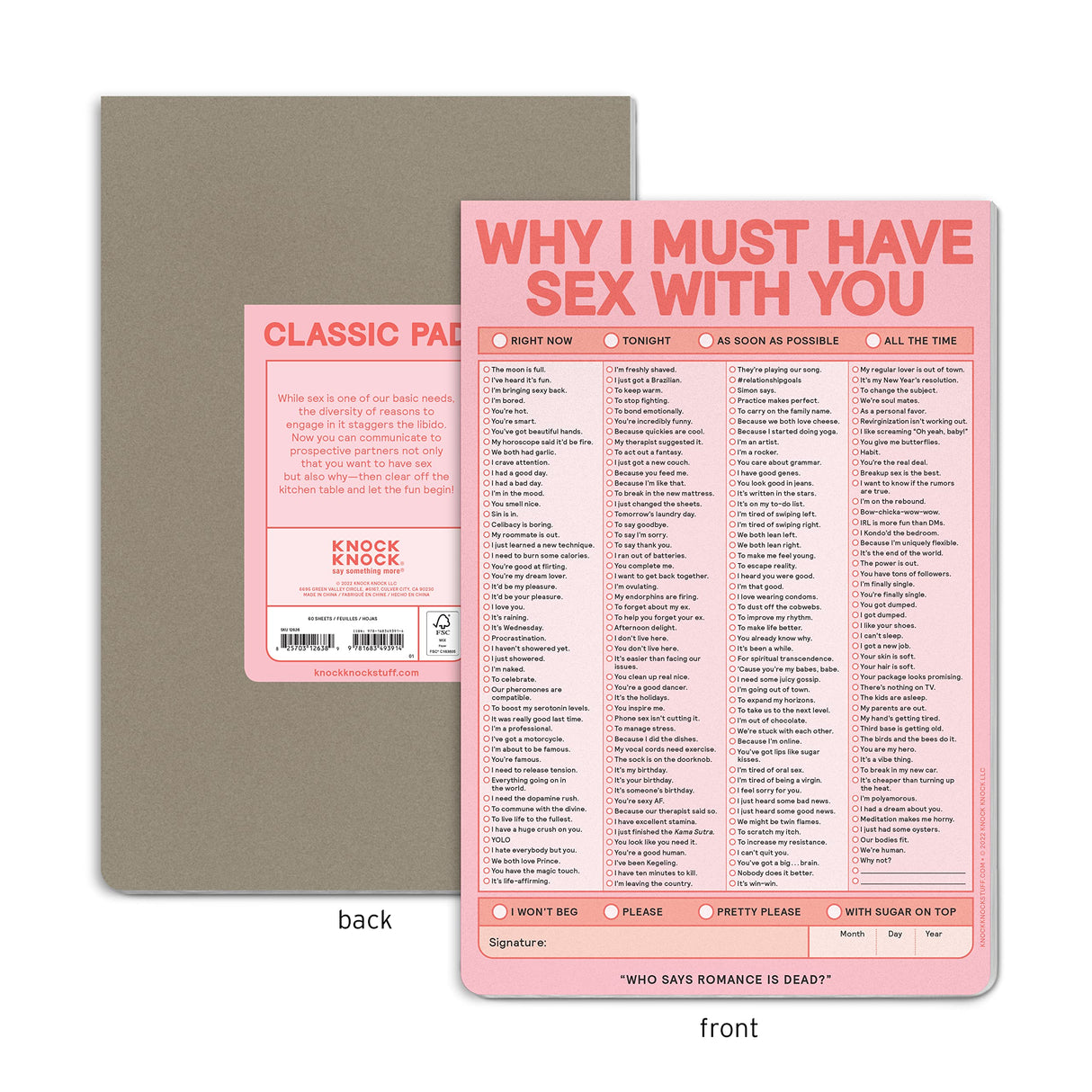 Knock Knock Why I Must Have Sex With You - Checklist Note Pad