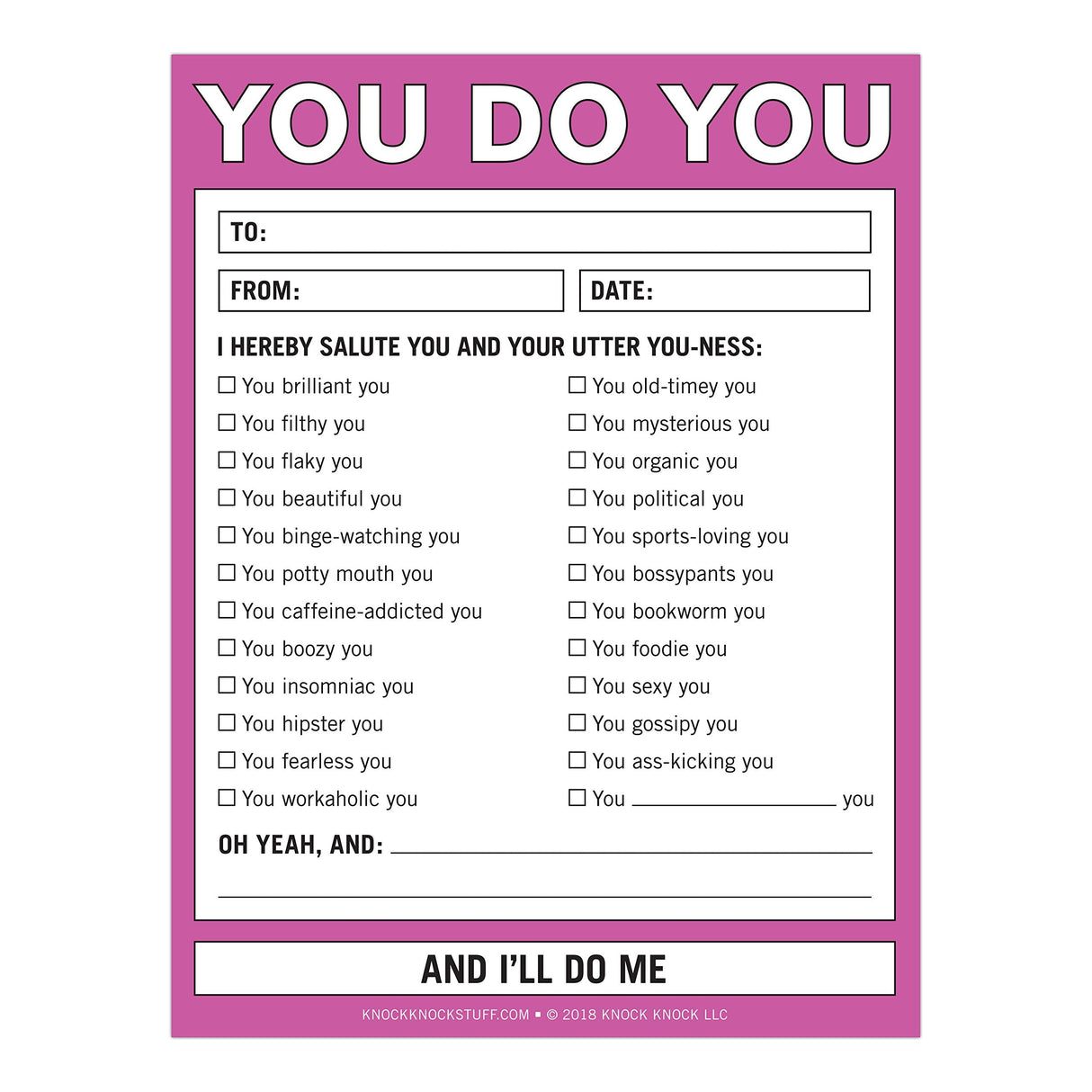 Knock Knock You Do You Nifty Note, Checklist Memo Pad