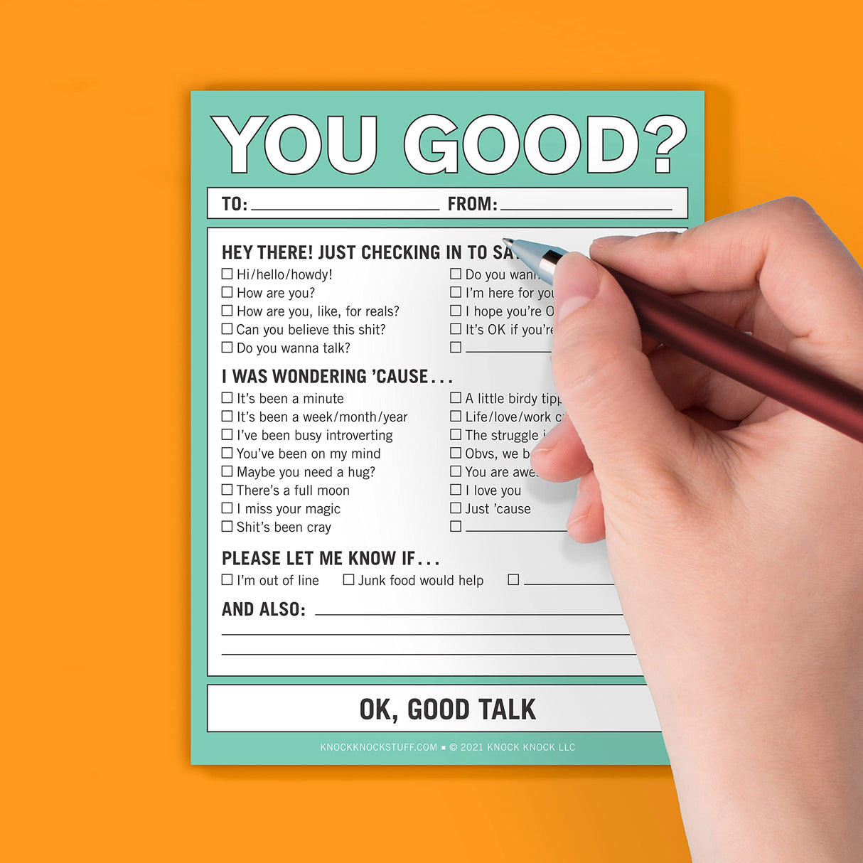 Knock Knock "You Good?" Nifty Note Pad