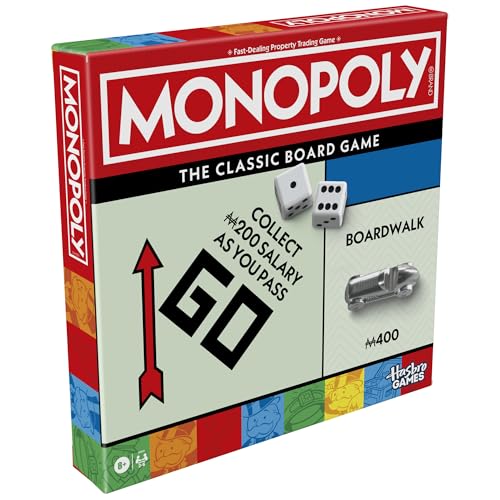 Monopoly Board Game - Classic with Storage Tray & Larger Tokens