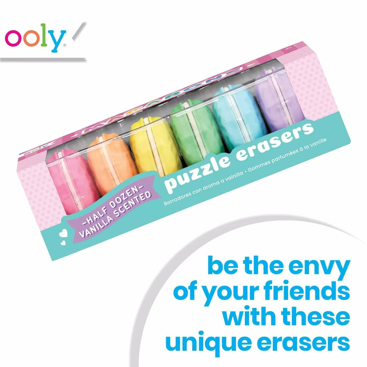 Ooly Macarons Vanilla-Scented Erasers - Set Of 6