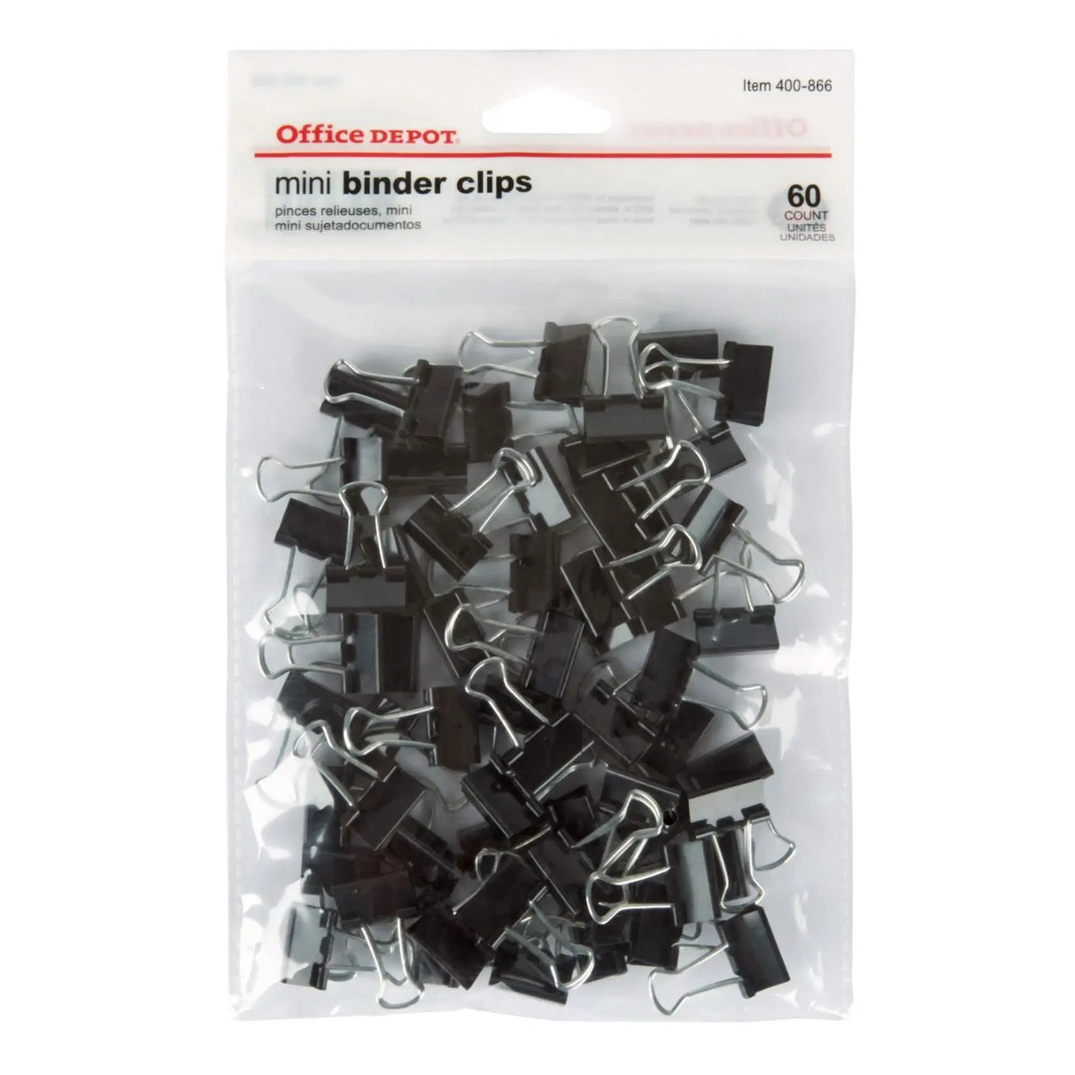Office Depot® Brand Binder Clips, Mini, 9/16" Wide, 1/4" Capacity, Black, Pack Of 60