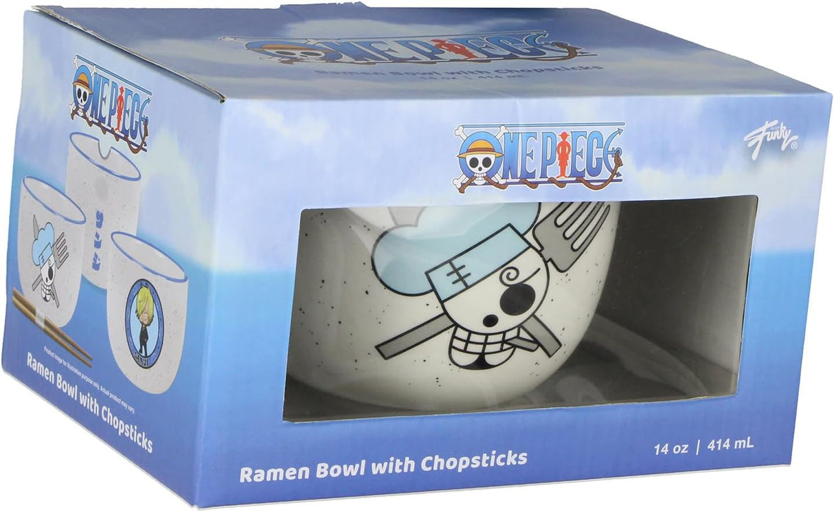 One Piece Anime Sanji Jolly Roger Ceramic Ramen Bowl Set