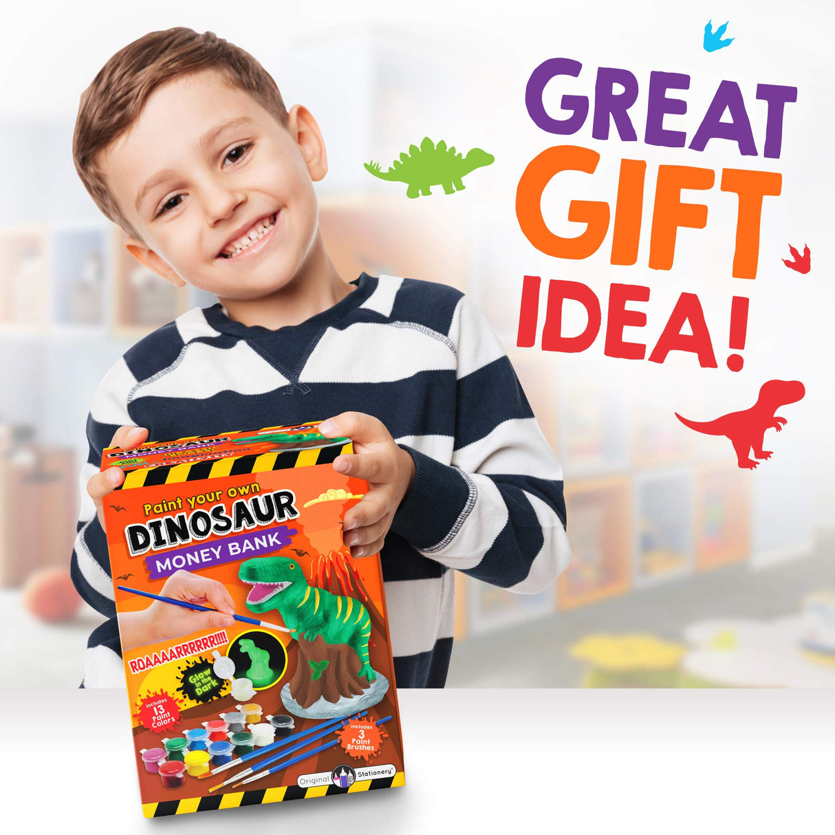 Original Stationery Paint Your Own Dinosaur Money Bank Original Stationery
