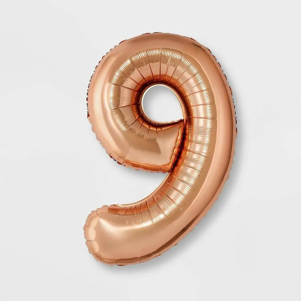 Spritz "9" Foil Balloon - Rose Gold