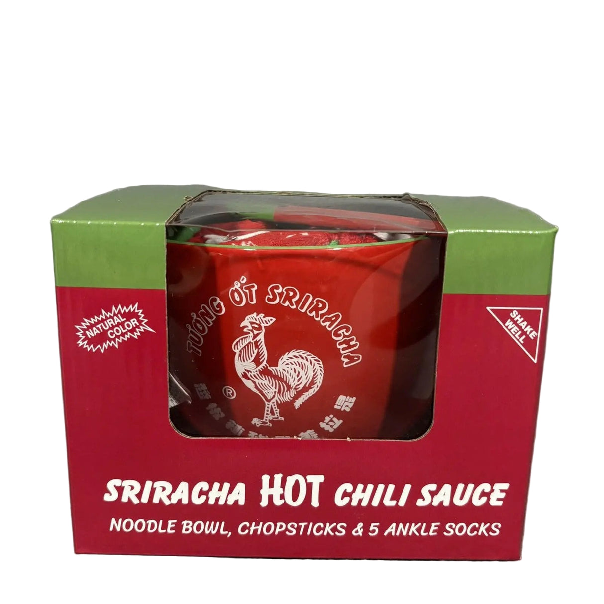 Sriracha Ramen Soup Bowl w/Chopsticks & Socks Gift Set
