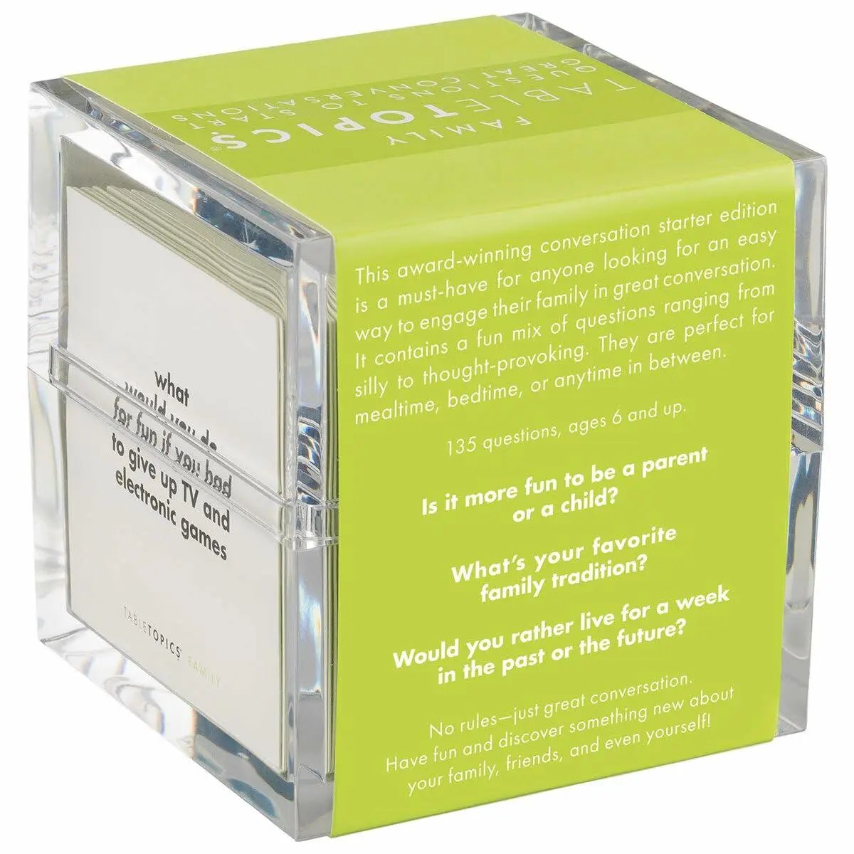 TableTopics Family Question Card Game - 135 Conversation Starter Cards for Family Time at the Dinner Table, Family Game Night, Great Questions to Ask Kids and Parents