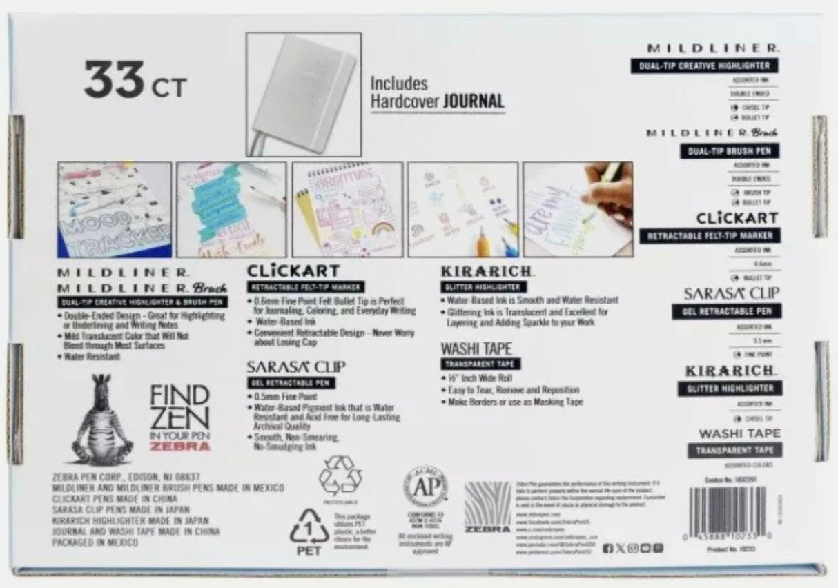 Zebra 33ct Journaling Gift Set Zebra