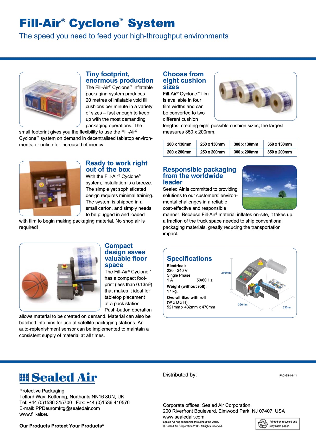 Sealed Air Fill-Air Cyclone Inflatable Packaging System (Brand new)