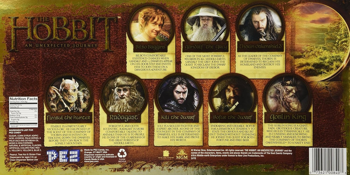 The Hobbit PEZ Candy Dispensers: 8 Piece Collector's Series - new, open box