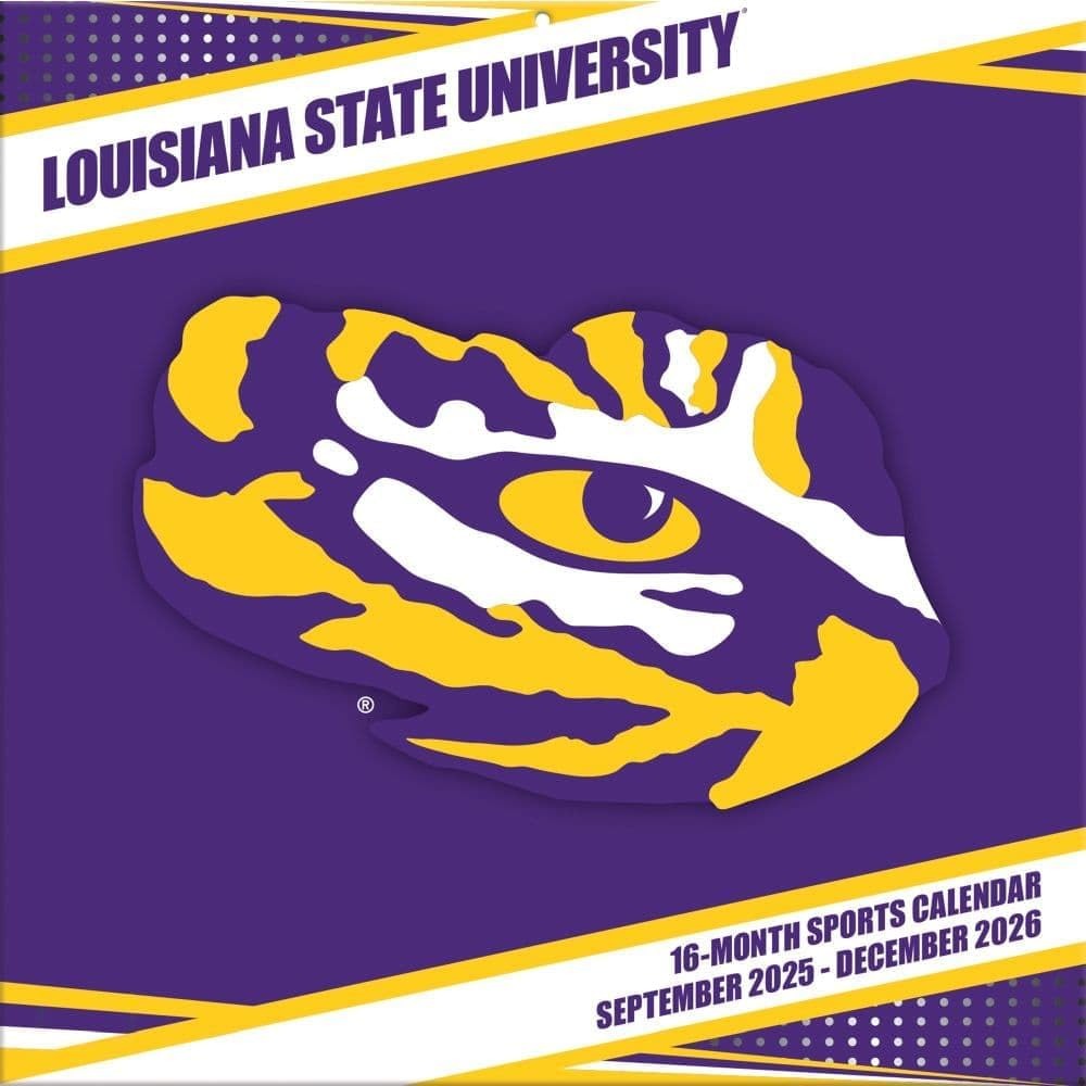 NCAA LSU Tigers 2026 Wall Calendar, 12'' X 12'', 16-Month Calendar