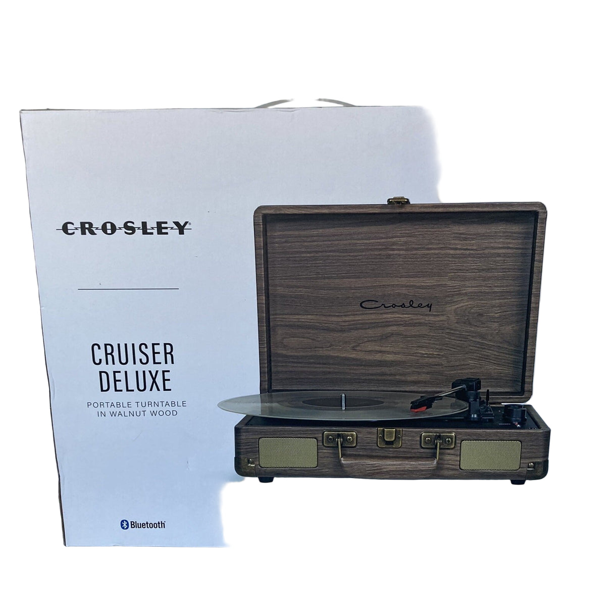 Cruiser Deluxe Portable Bluetooth Record Player - Walnut Wood Finish