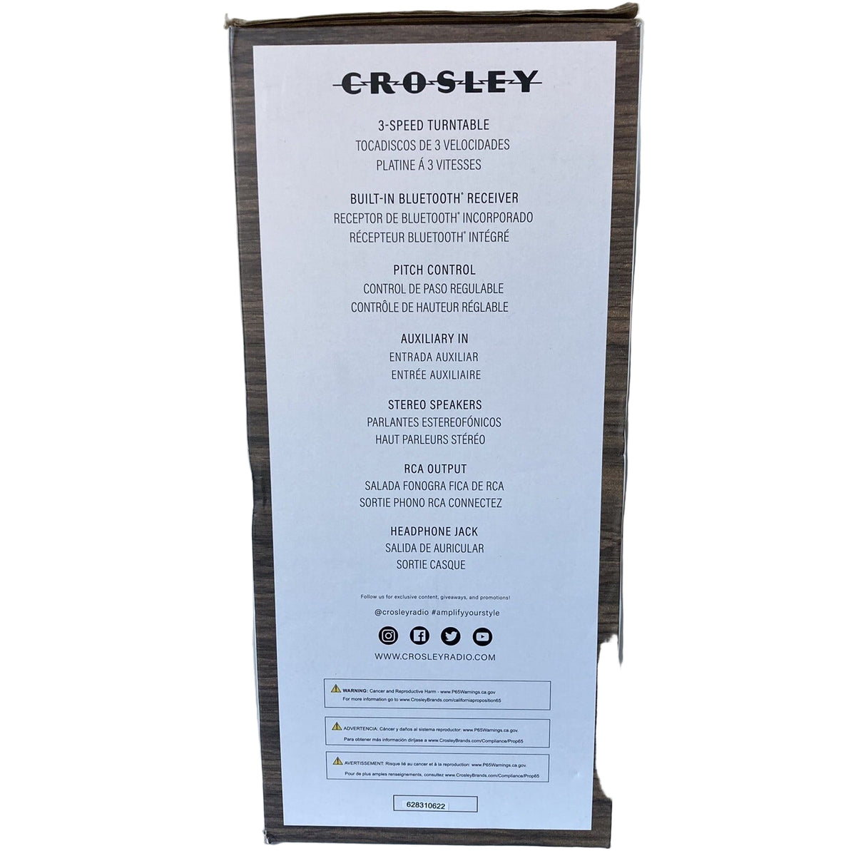 Cruiser Deluxe Portable Bluetooth Record Player - Walnut Wood Finish