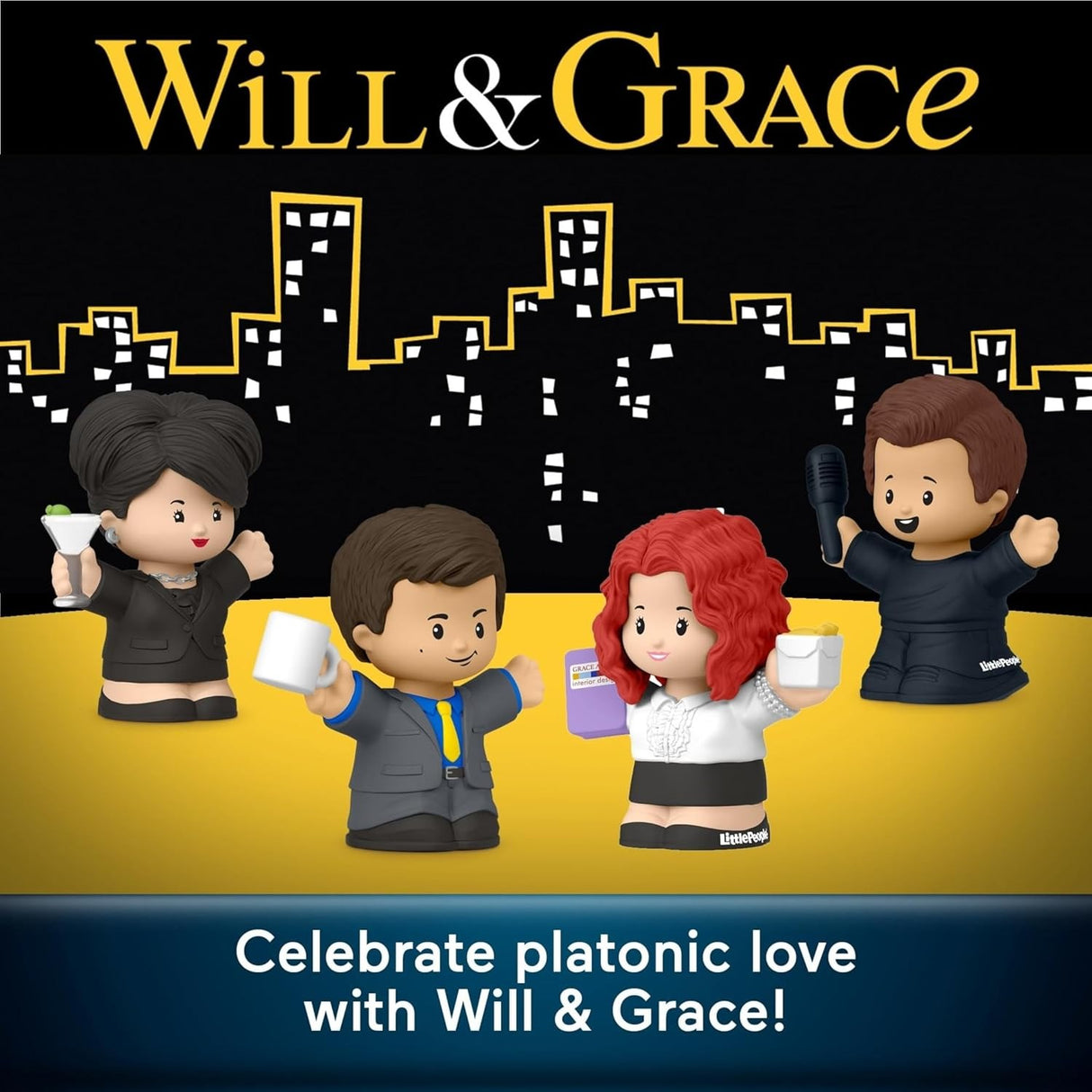 Little People Collector Will and Grace TV Series Special Edition Set for Adults & Fans, 4 Figures