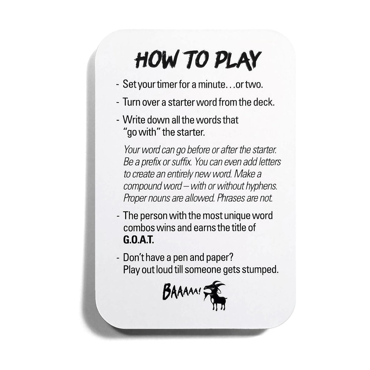 G.O.A.T. The Greatest Word Game of All Time