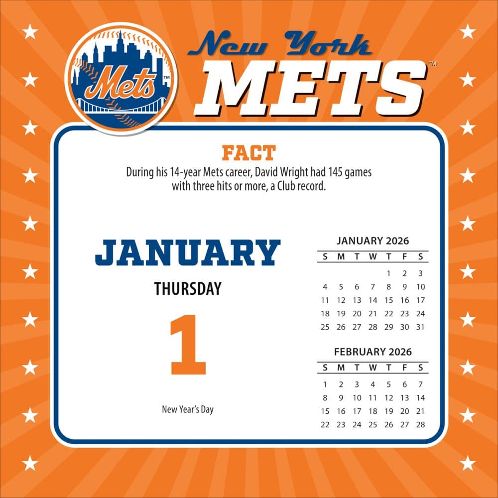 MLB New York Mets 2026 Desk Calendar