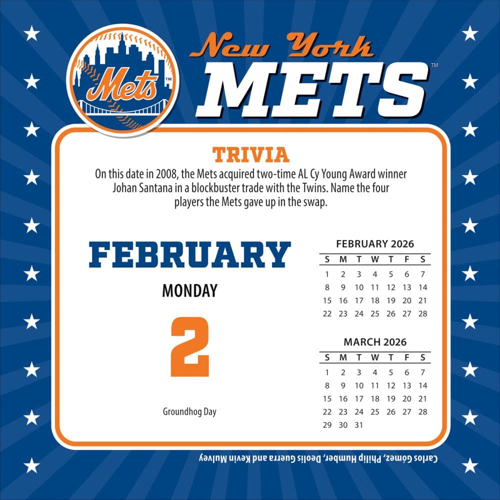 MLB New York Mets 2026 Desk Calendar