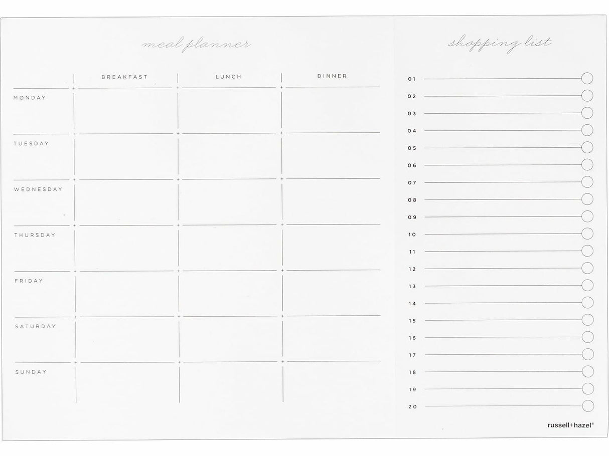 russell+hazel Meal Planner Pad, White with Gilded Edges RUSSELL+HAZEL