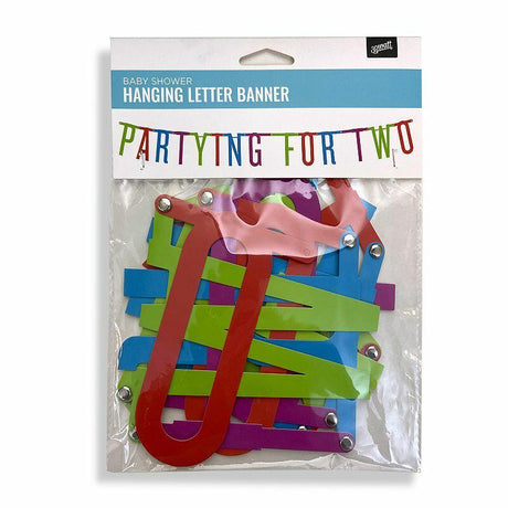 30 Watt "Partying for Two" Baby Shower Banner.