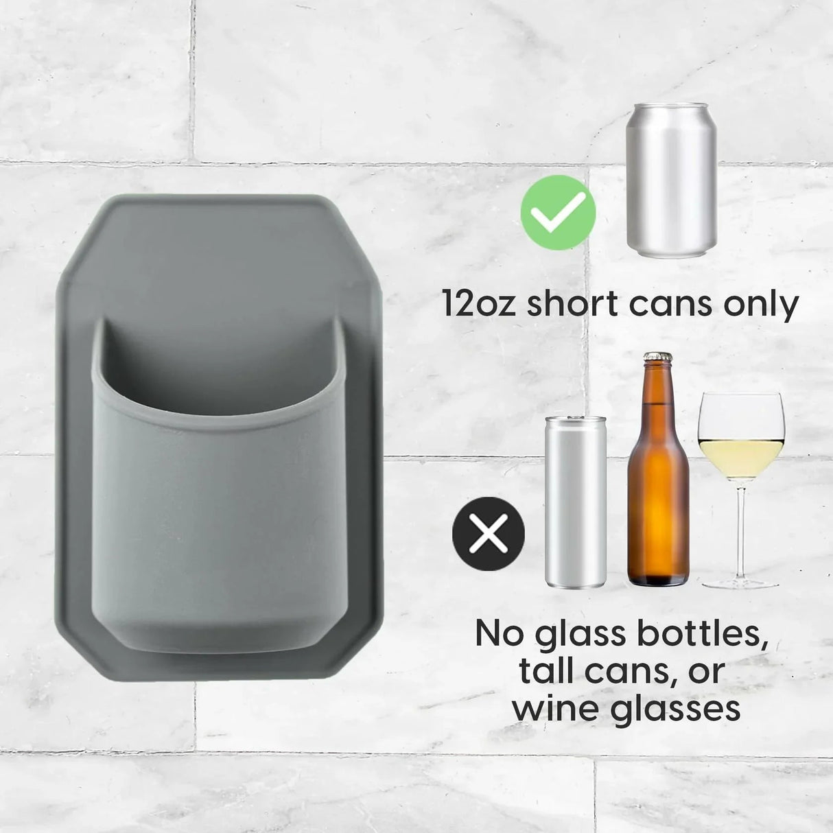 30 Watt Sudski Silicone Shower Beer Holder Caddy - Grey