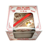 Lucky Cat You, Takeout Box Style Ceramic Bowl With Chopsticks 18 oz Square Box