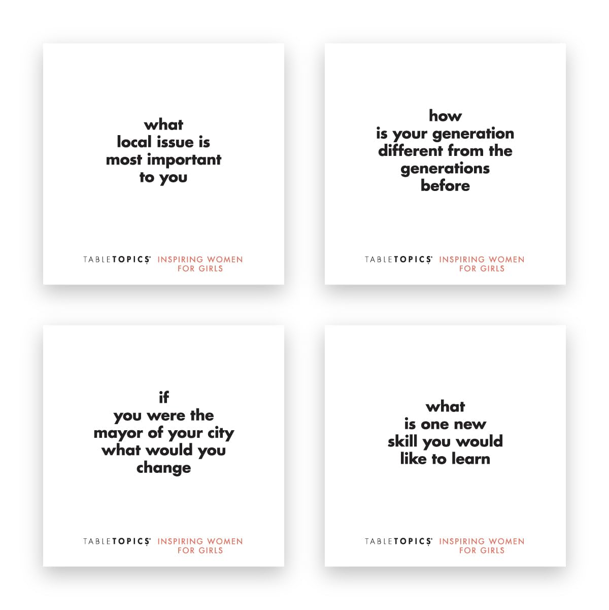 TableTopics Inspiring Women for Girls Question Card Game - 135 Conversation Starter Cards for Young Women to Use in School, with Family at Dinner Table, at Game Nights, & at Sleepovers